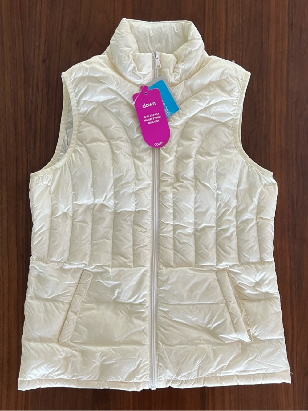 be inspired Cream Quilted Down Puffer Packable Vest